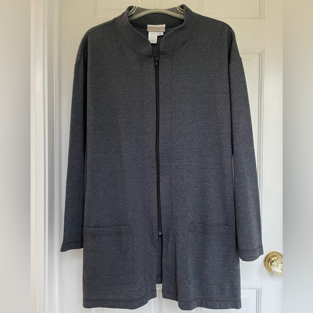 Charcoal gray zip up cardigan or warmer weather jacket by Coldwater Creek XL
